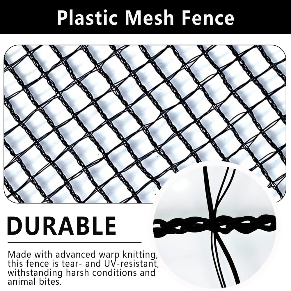 POYEE netting secured to stakes with zip ties demonstrating fast installation benefit