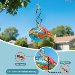 Pozfun close-up of red silicone flower feeding port, highlights leak resistance and bird safety