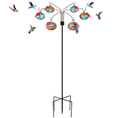 Pozfun phoenix tail blue front view showing colorful feeders and garden benefit