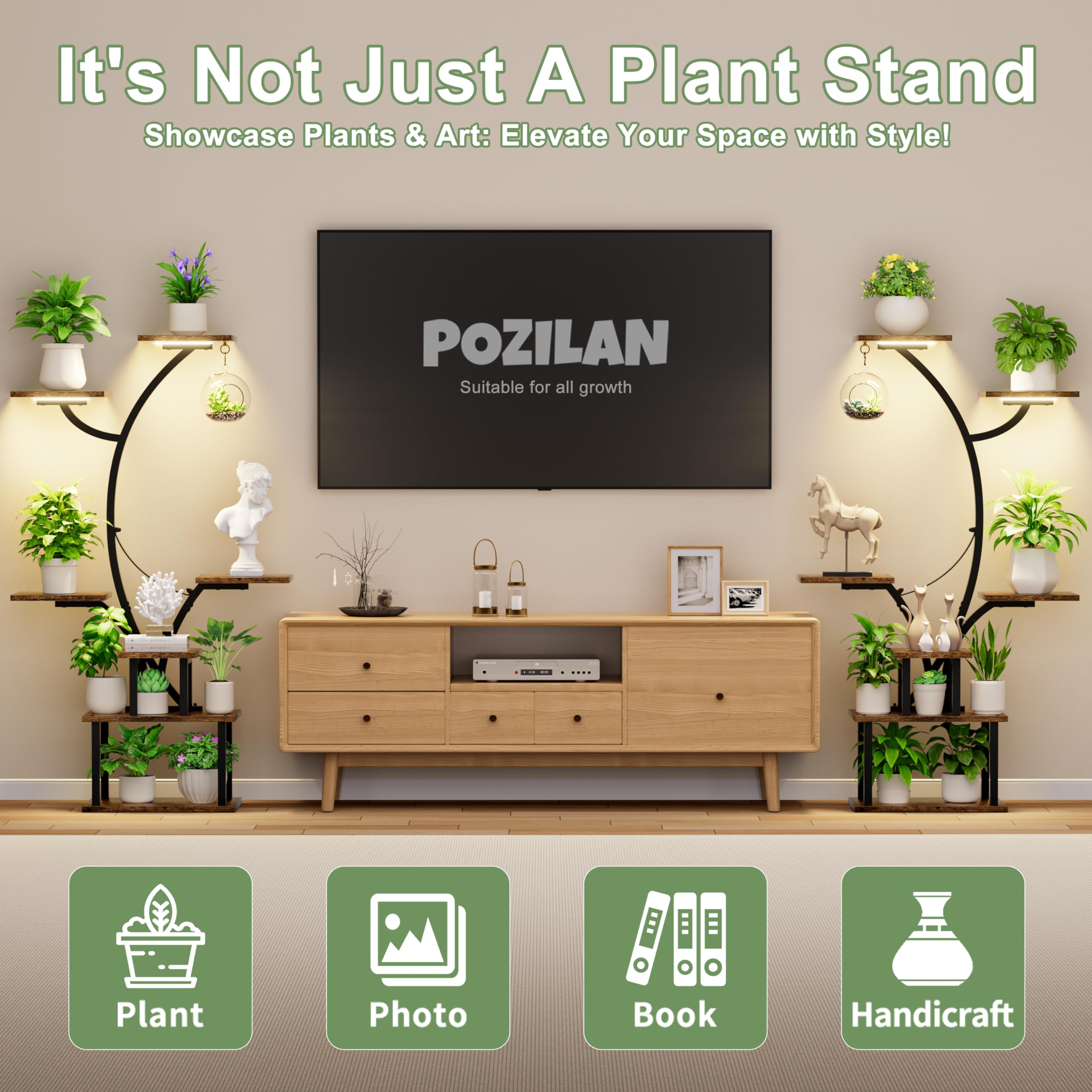 POZILAN next to chair showing overall height and scale for room planning
