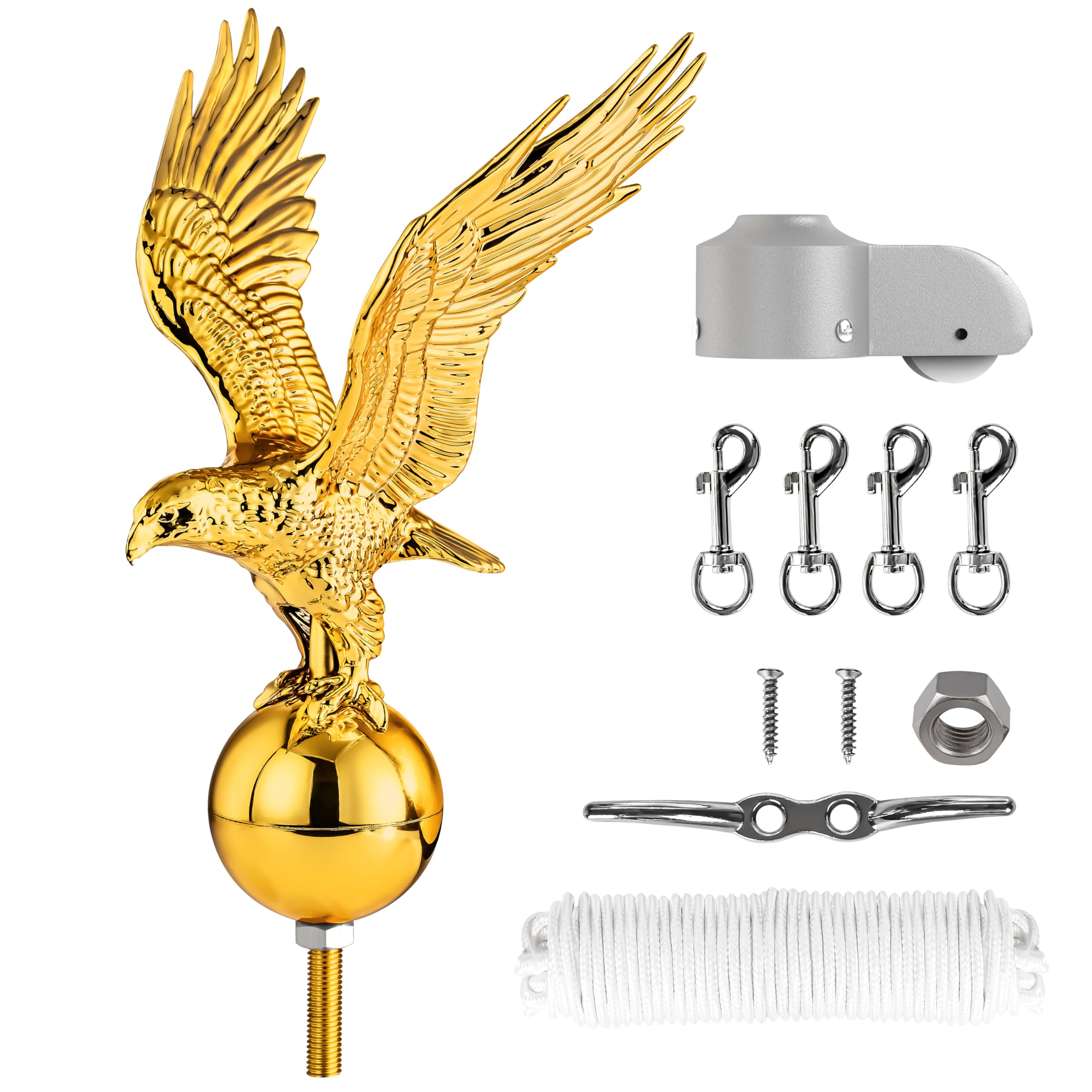 PPQ gold eagle finial front view showing patriotic detail and curb appeal