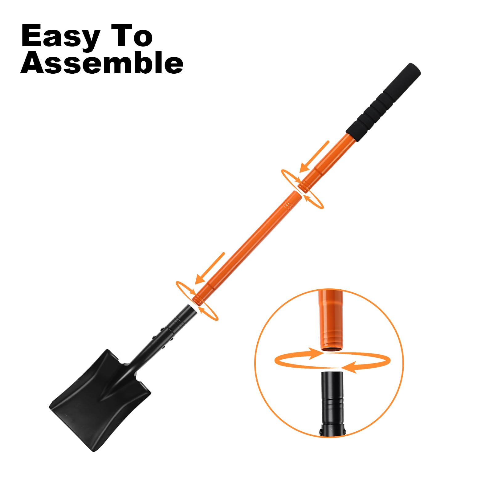 Pragmatist shovel packed with camping gear demonstrating easy transport