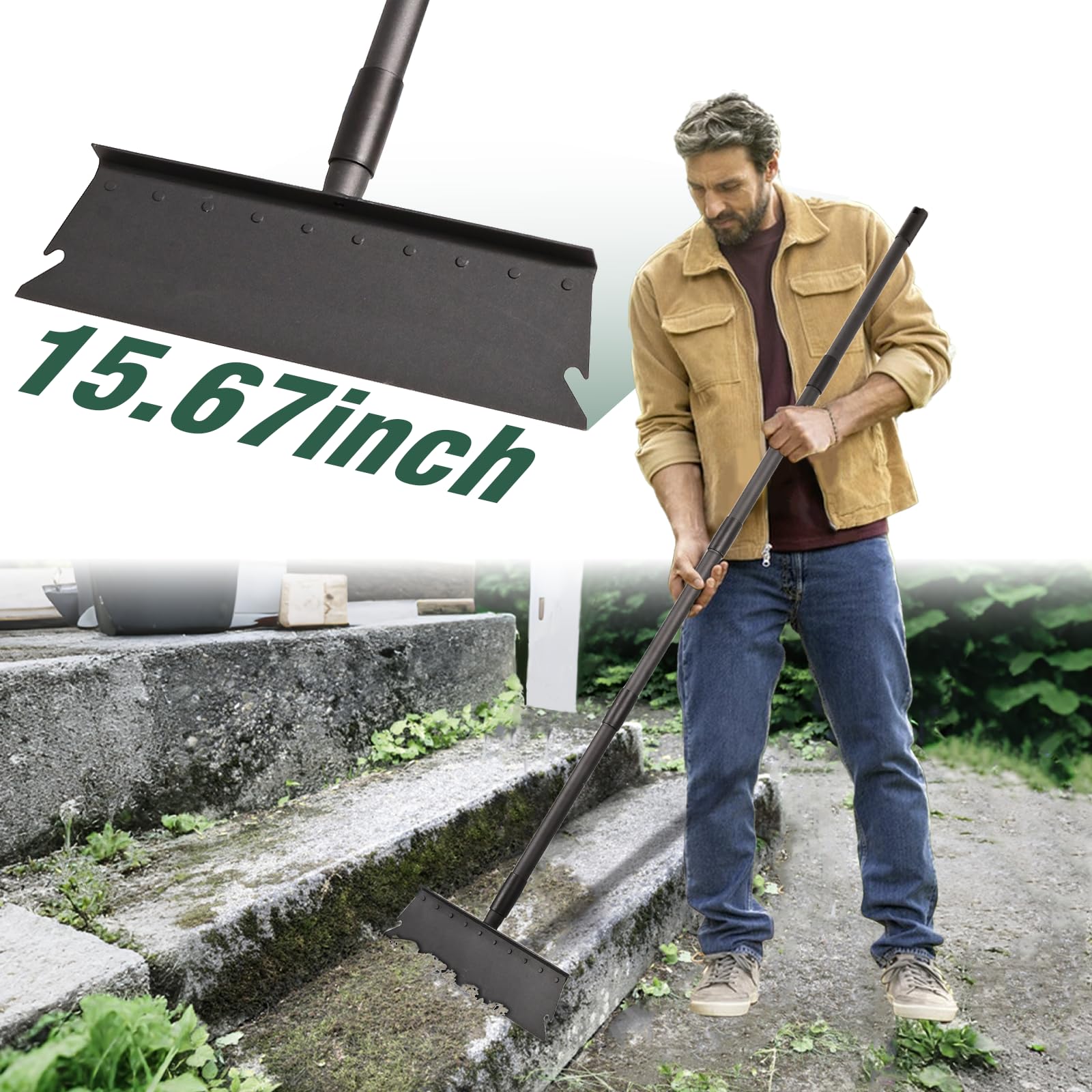 Pragmatist front view of large garden shovel showing wide blade and handle, faster cleanup