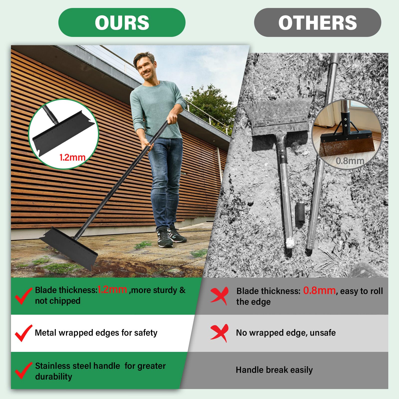 Pragmatist shovel scraping ice on driveway for safer, quicker clearing