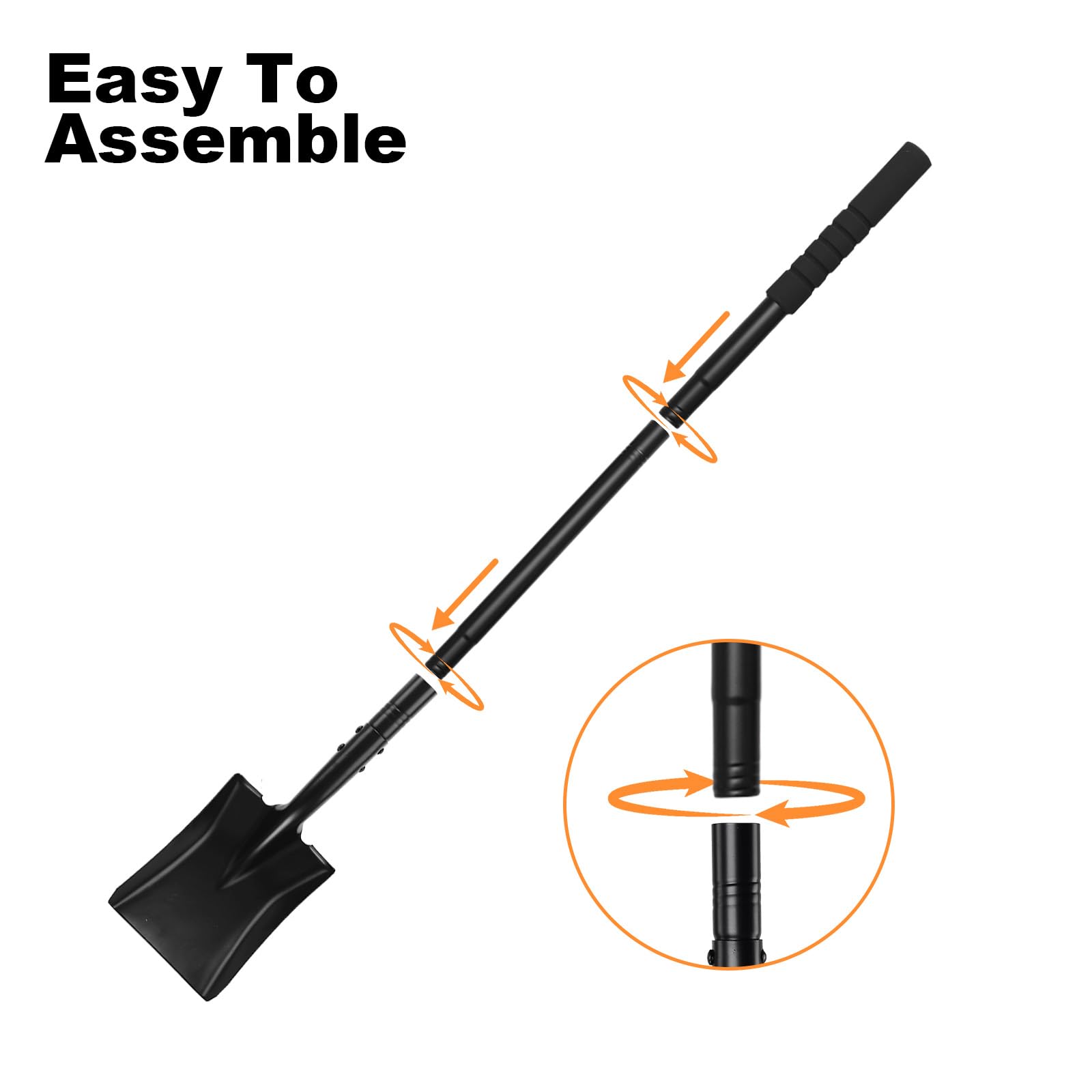 Pragmatist shovel next to a ruler for size comparison and easy storage benefit