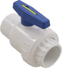 Praher Plastics 2" valve front view showing compact union design and durable PVC