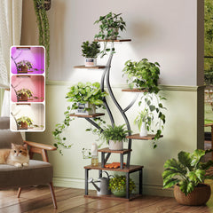 PRAISUN front view of 6-tier plant stand showing clean vertical garden benefit