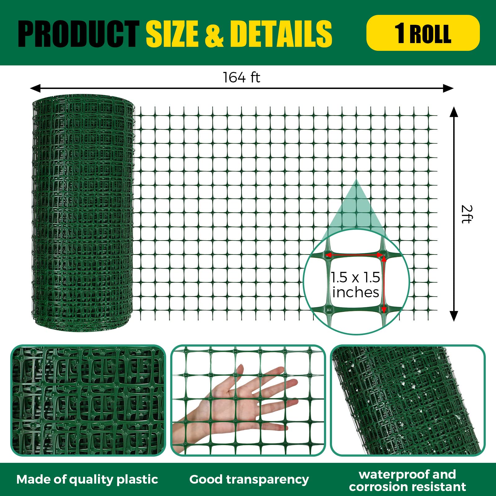 Preboun closeup of 1.5x1.5 inch mesh showing durable plastic texture and airflow