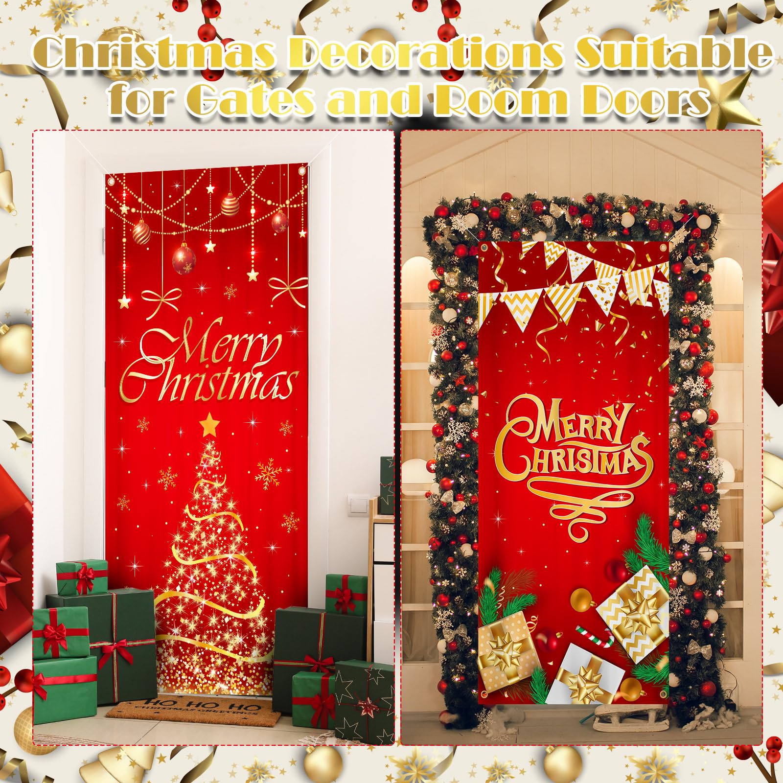 Preboun installed on a hallway door demonstrating festive atmosphere and easy seasonal change
