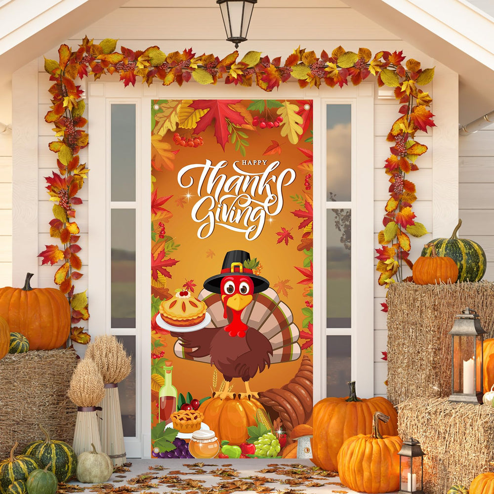 Preboun banner on porch in use creating instant autumn welcome for guests
