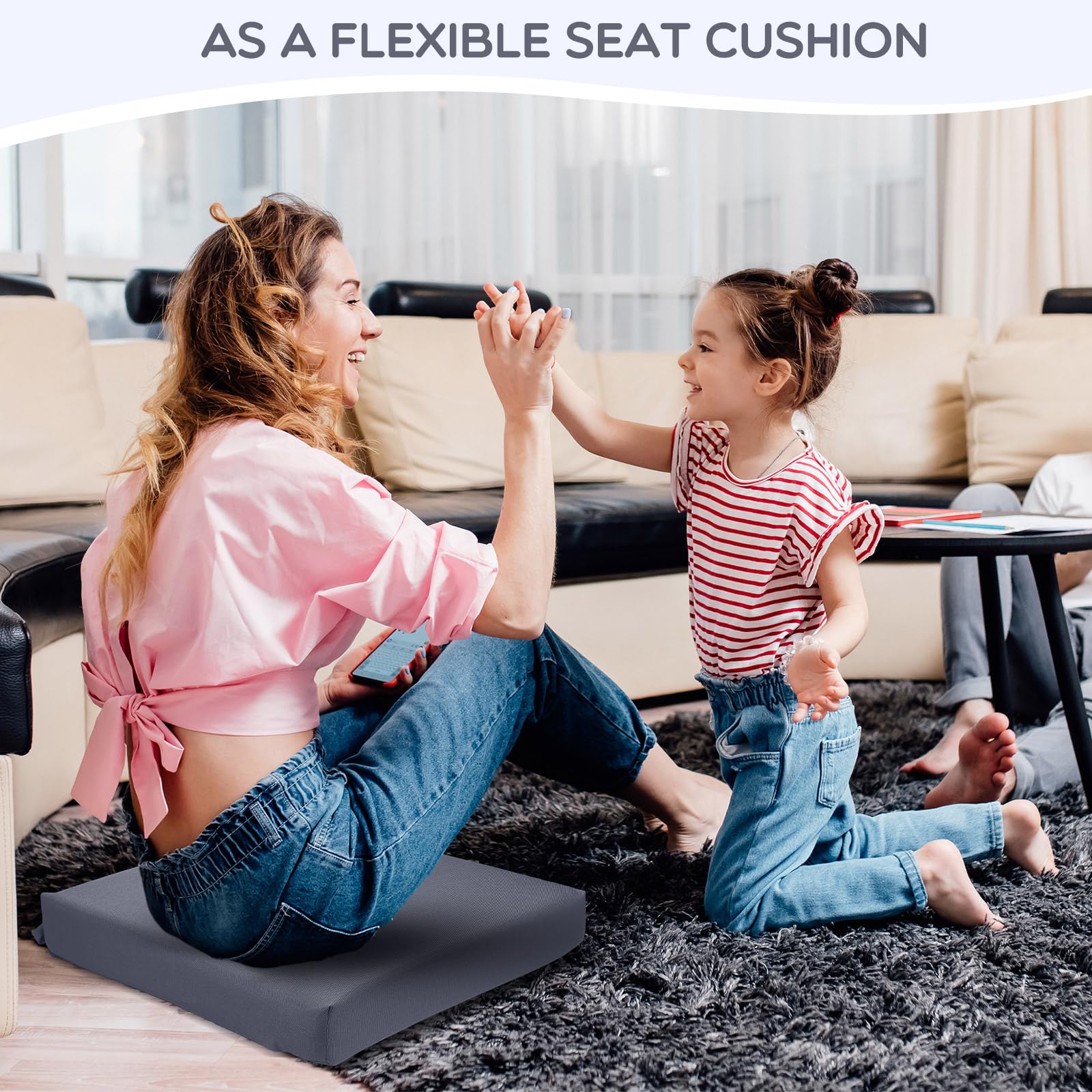 Preboun cushion expanded after unpacking on grass showing restored loft and comfort