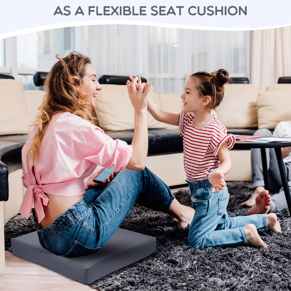 Preboun cushion expanded after unpacking on grass showing restored loft and comfort