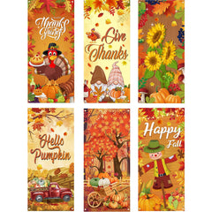 Preboun front-facing happy fall banner showing full door coverage and festive curb appeal