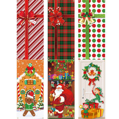 Preboun front display of six holiday door covers showing colourful designs and easy coverage