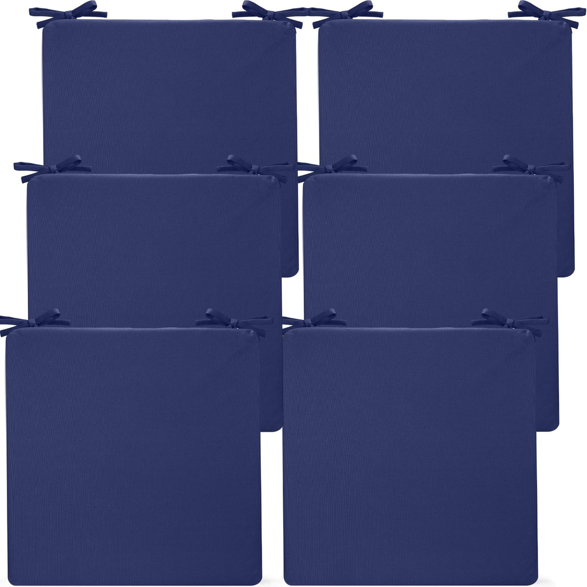 Preboun front view of six navy cushions showing complete matching set and easy refresh