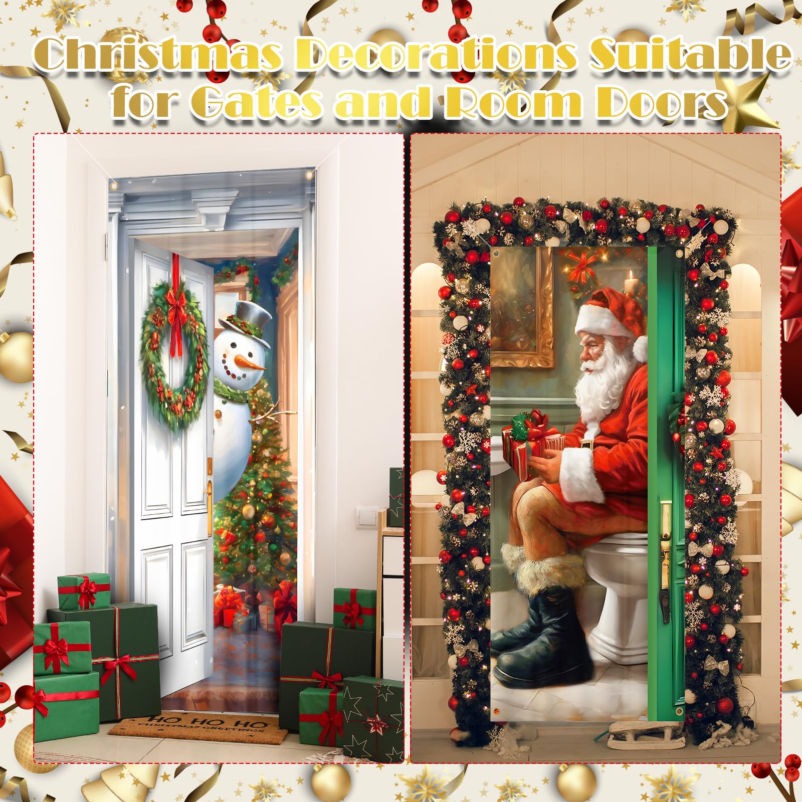 Preboun installed on entryway door creating a welcoming holiday focal point