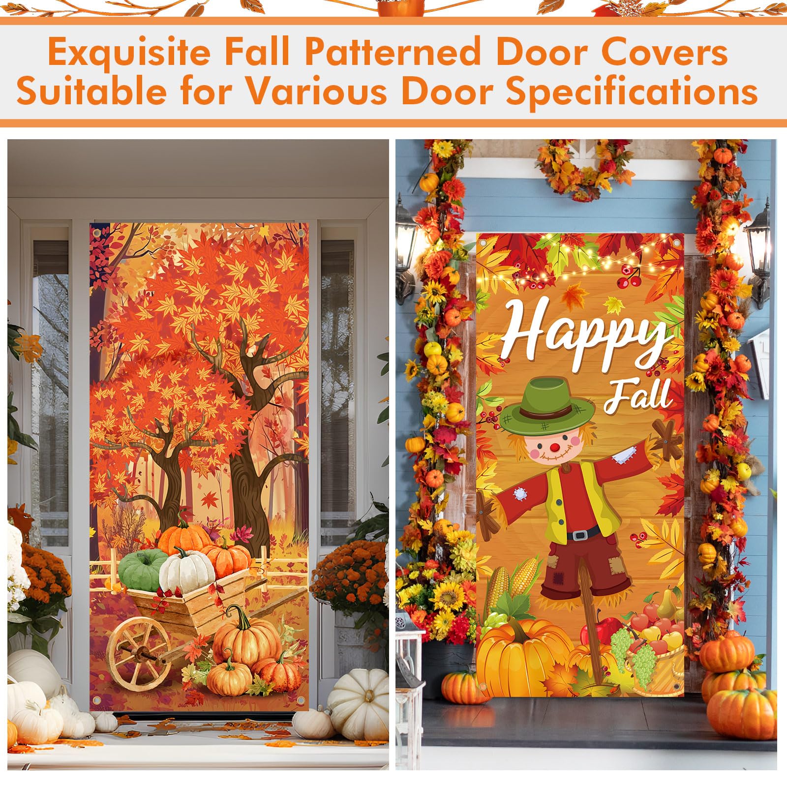 Preboun lifestyle entryway scene with banners adding warm harvest-style ambiance