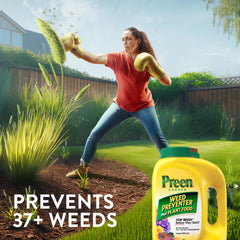 Preen granules being watered in to activate weed prevention