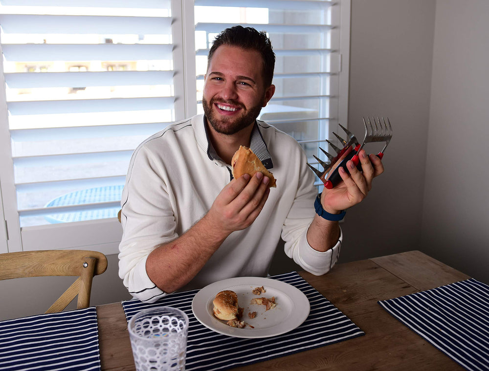 Premiala ergonomic soft-touch handle shown being gripped for comfortable control
