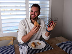 Premiala ergonomic soft-touch handle shown being gripped for comfortable control