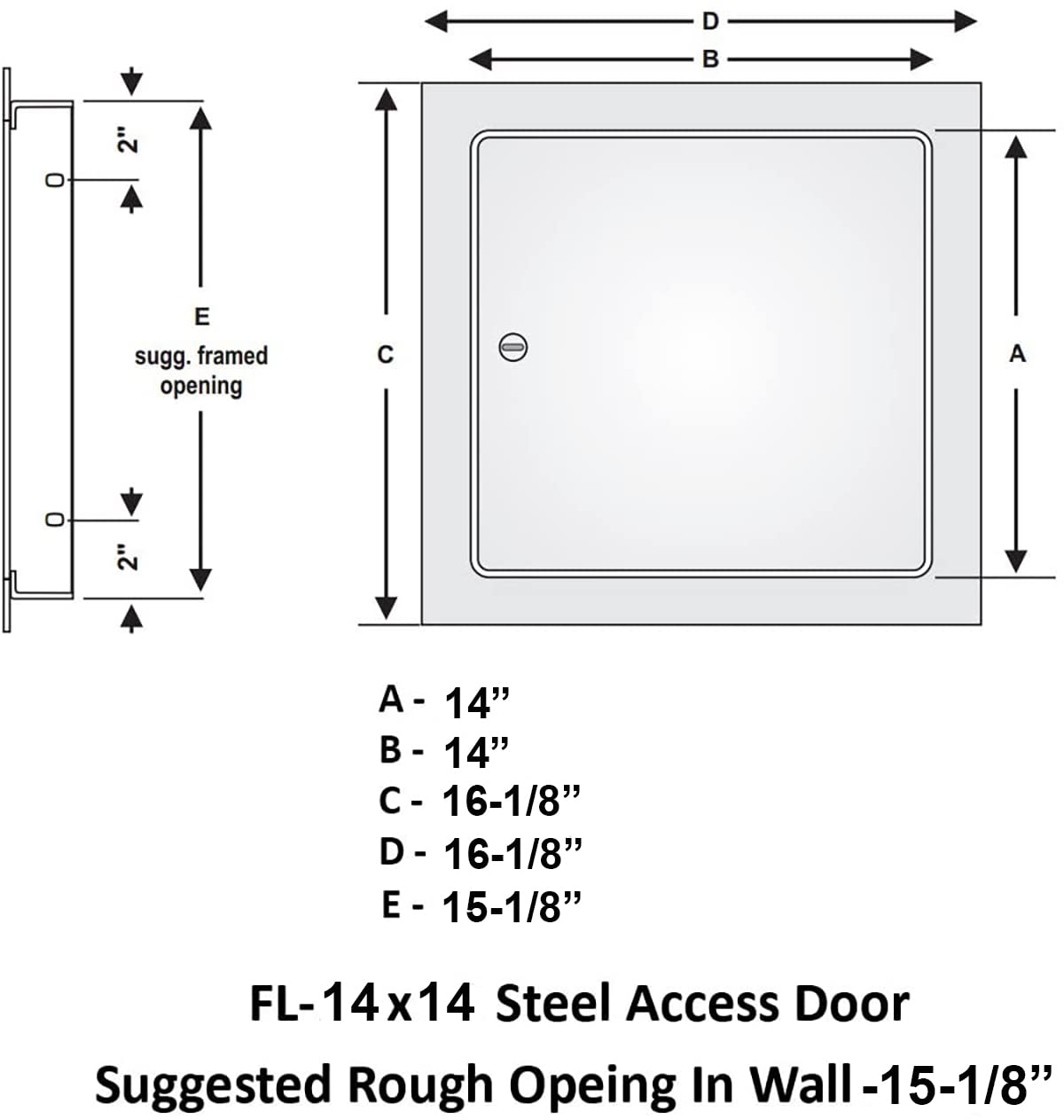Premier Access Doors size comparison with hand showing compact 14x14 panel and easy installer handling