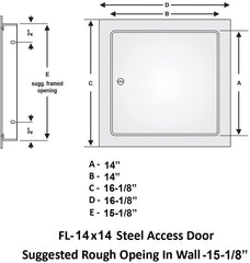 Premier Access Doors size comparison with hand showing compact 14x14 panel and easy installer handling