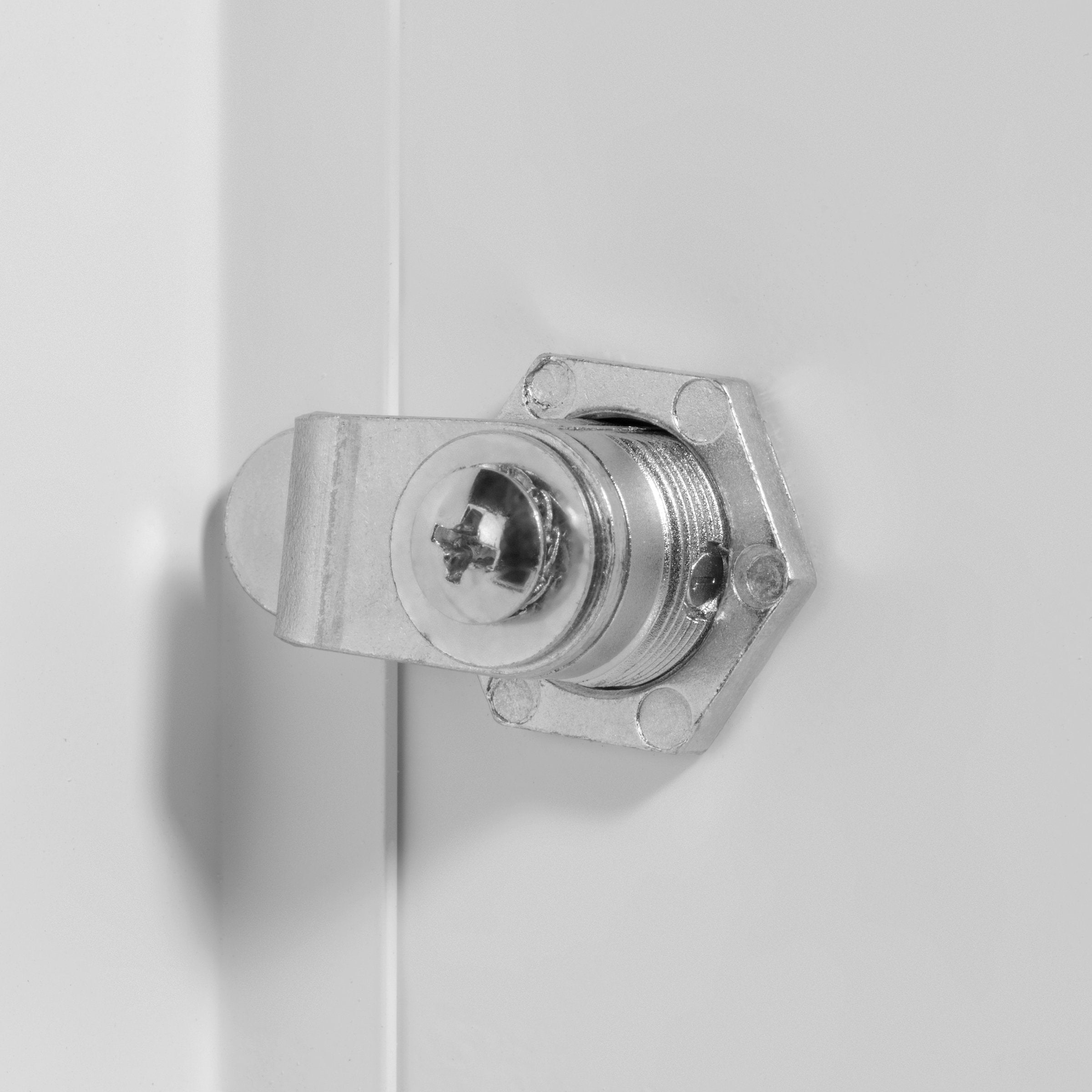 Premier Access Doors close-up of concealed hinge and keyed latch for secure access