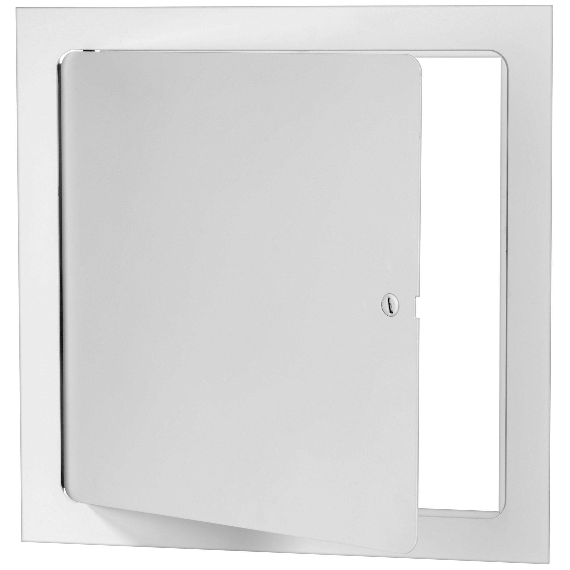 Premier Access Doors front panel 14x14 showing flush steel fit benefit