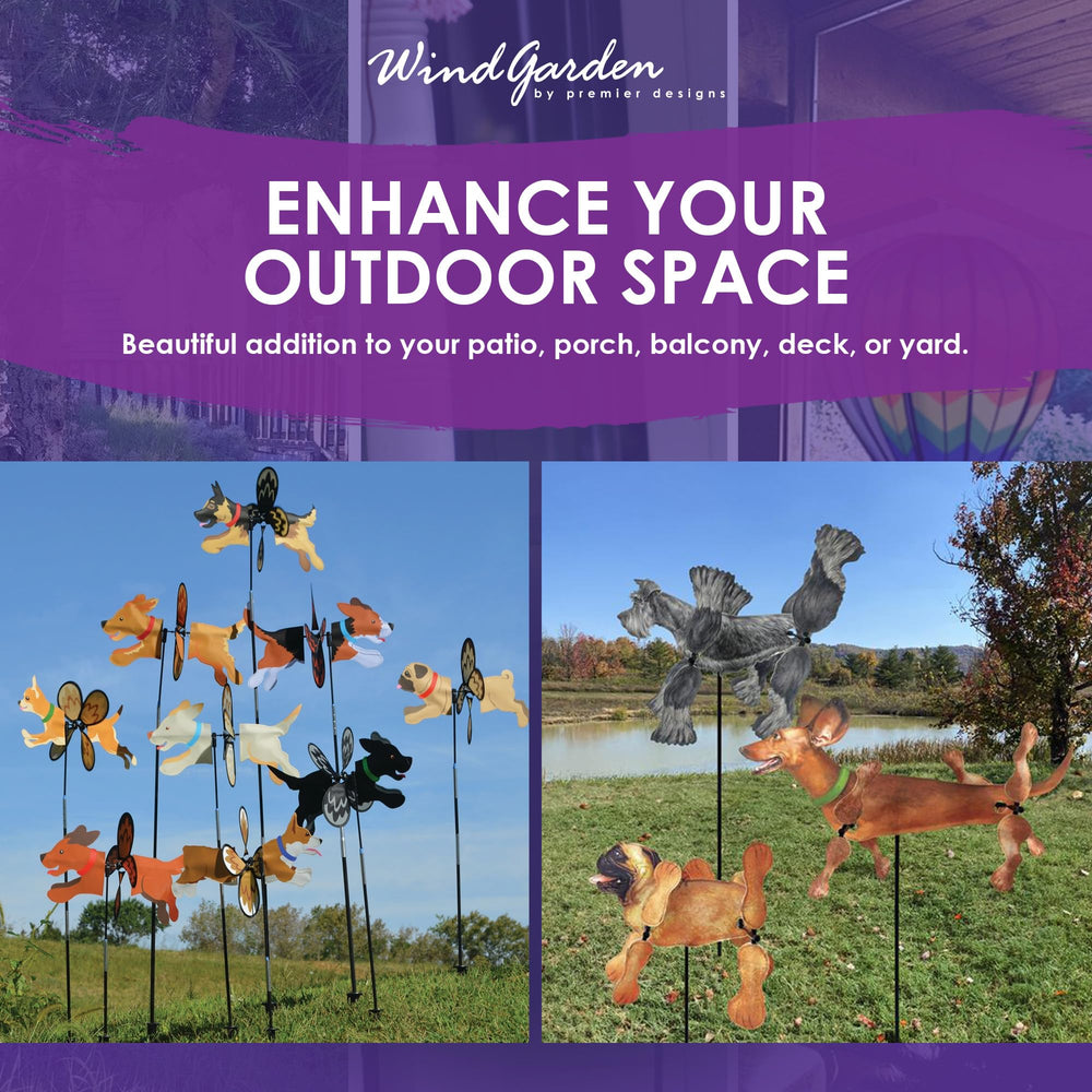 Premier Kites eagle spinner beside garden tools showing compact scale and fit