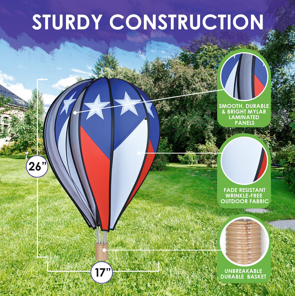 Premier Kites side profile spinner rotating in breeze to create eye-catching yard movement