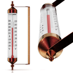 Premier Products thermometer front view showing large readable dial and decorative finish benefits clear readings