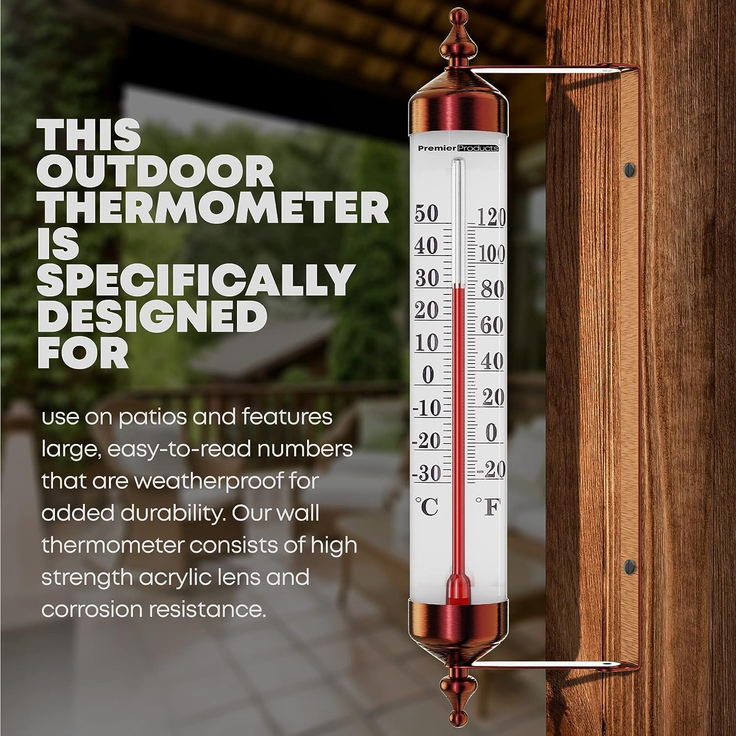 Premier Products acrylic lens detail showing shatterproof construction for outdoor durability