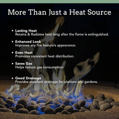 Premium Pebbles installed in outdoor fire pit showcasing even heat distribution