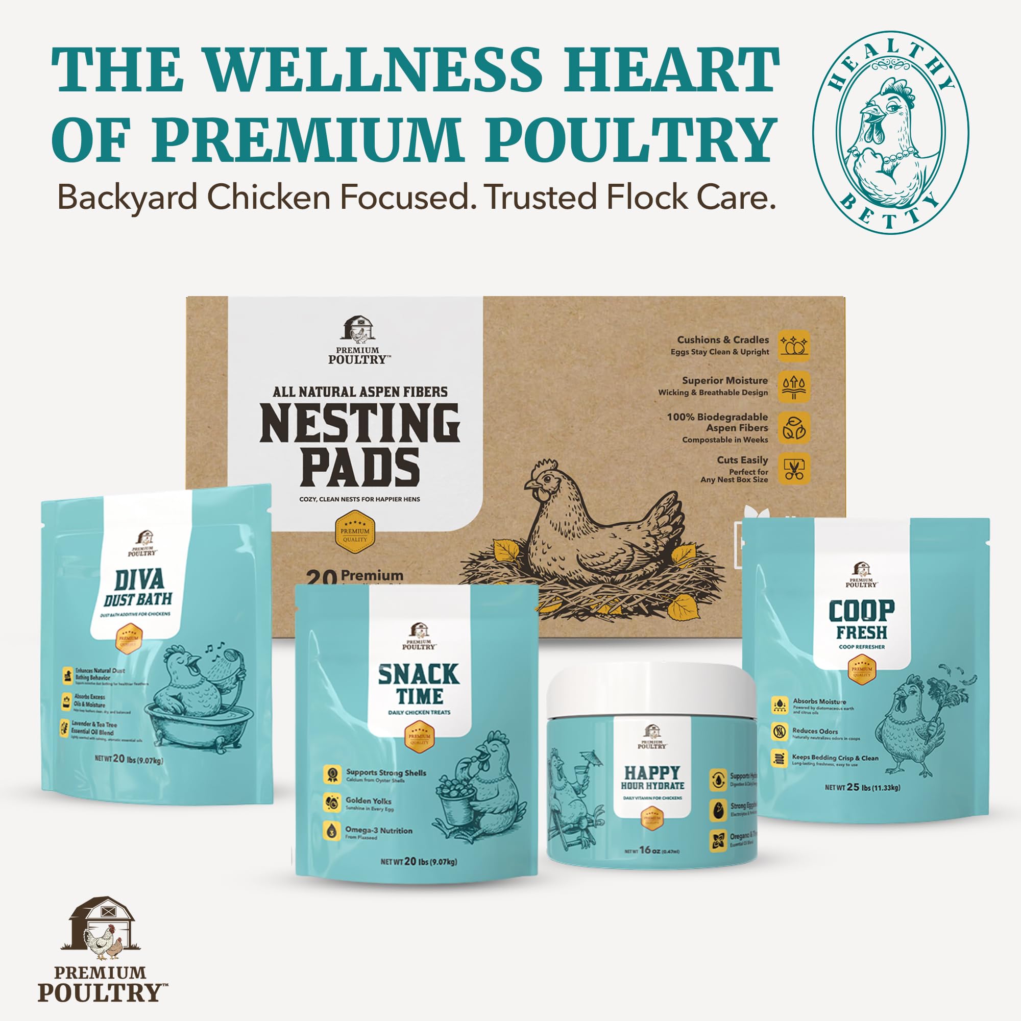 Premium Poultry jar of zeolite and diatomaceous earth showing moisture control benefit