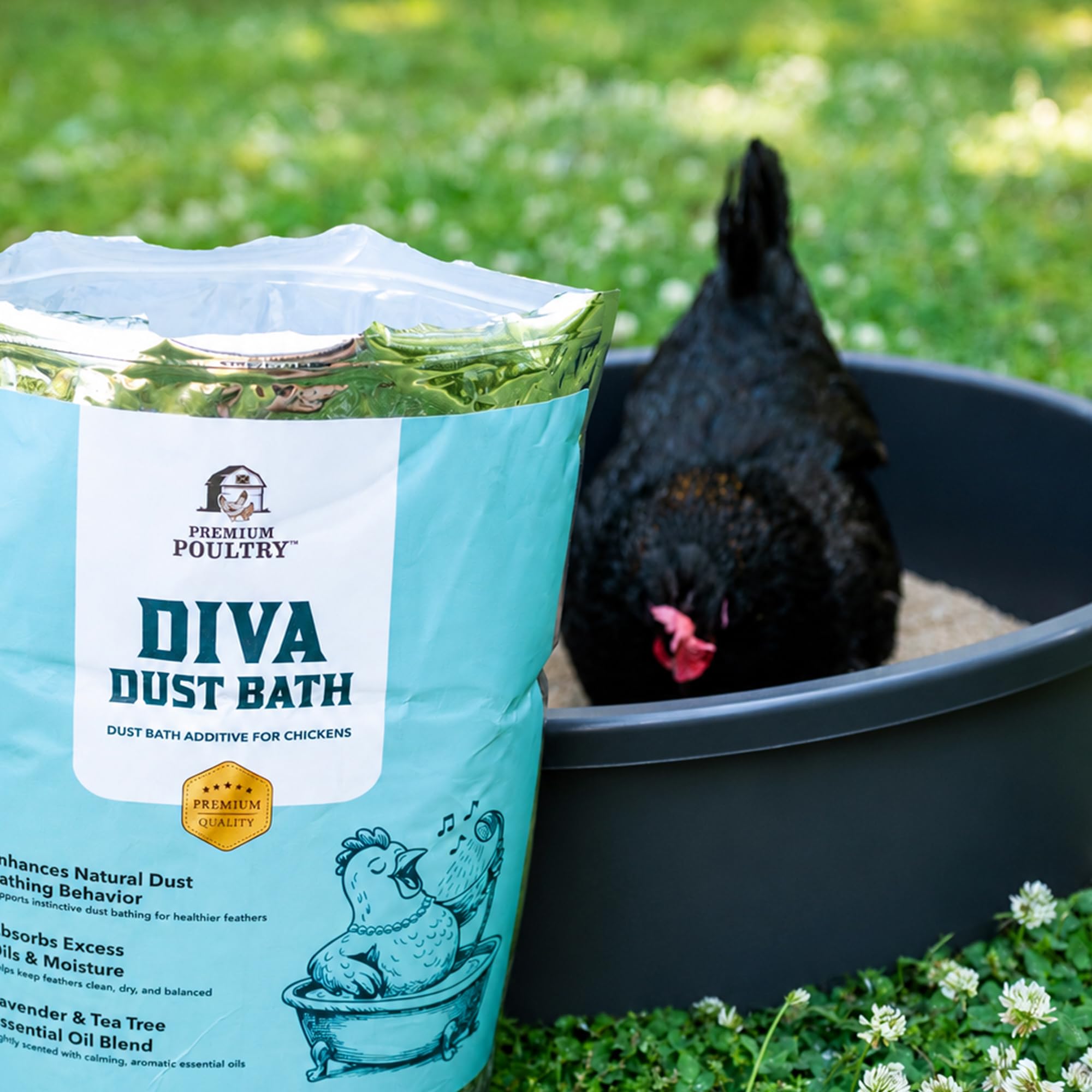 Premium Poultry mixed with sand illustrating simple application benefit