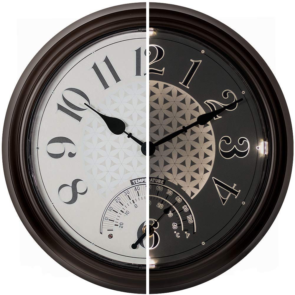 Presentime front view showing full 14-inch clock and vintage finish benefit readability