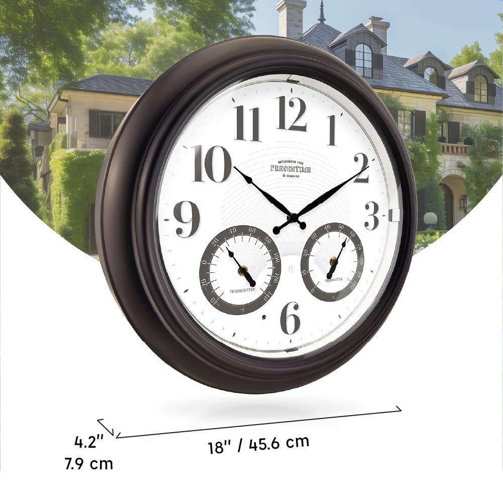 Presentime clock mounted on patio wall enhancing outdoor decor and function