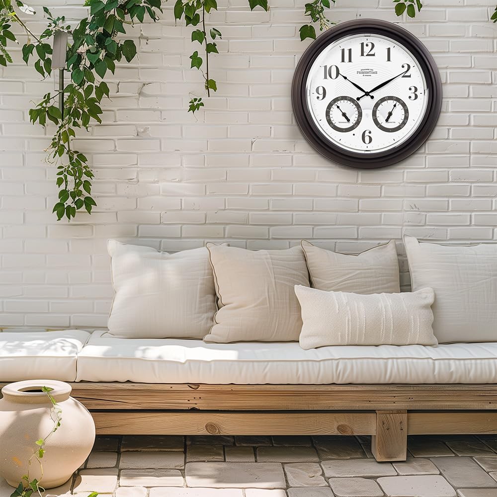 Presentime clock beside chair showing scale and easy wall placement