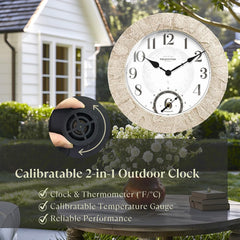 Presentime mounted on patio wall illustrating outdoor durability and ambient lighting