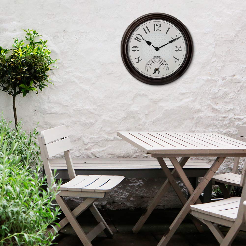 Presentime mounted by pool illustrating outdoor durability and decorative appeal