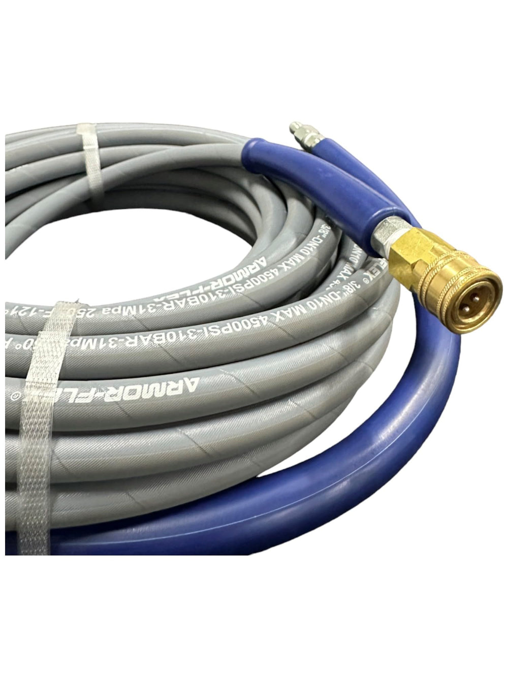 Pressure-Pro hose connected to washer unit showing secure leak-resistant connection benefit