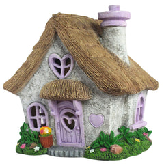 PRETMANNS front view of lavender fairy house showing realistic detail and charm