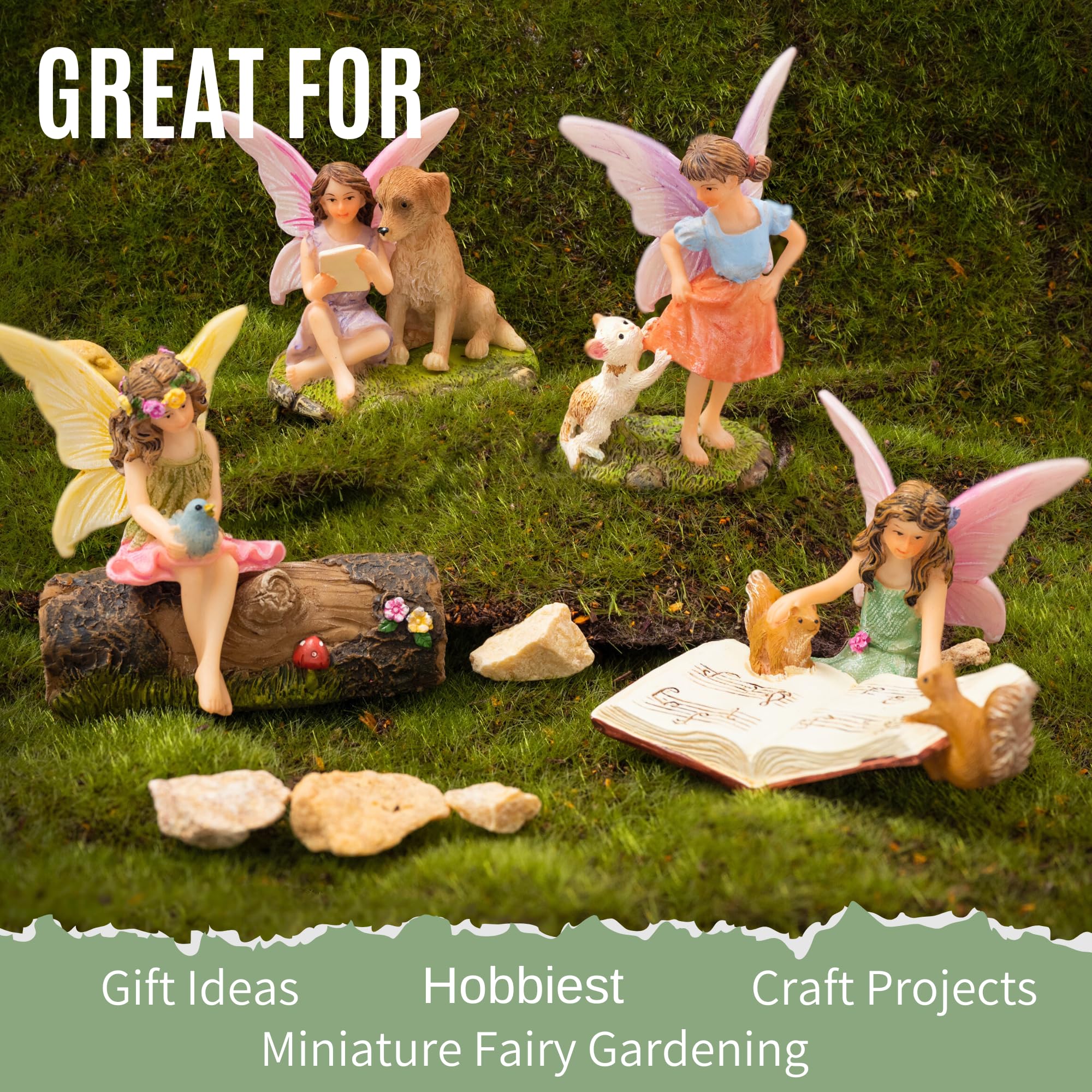 PRETMANNS grouped fairies in planter creating whimsical focal point