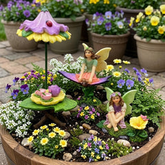 PRETMANNS two hand-painted fairies closeup showing detail and durability