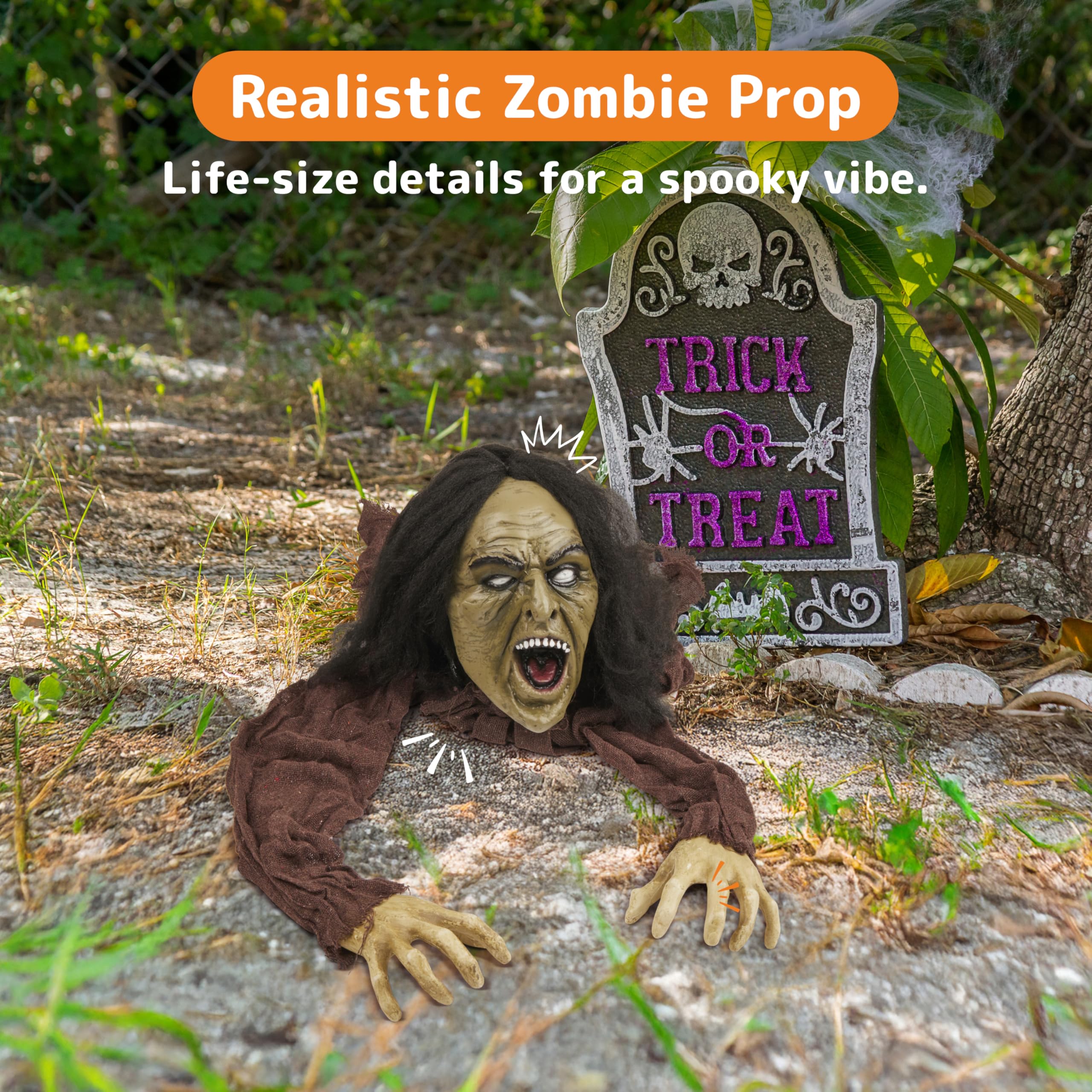 PREXTEX wide yard display with lighting to amplify spooky ambiance