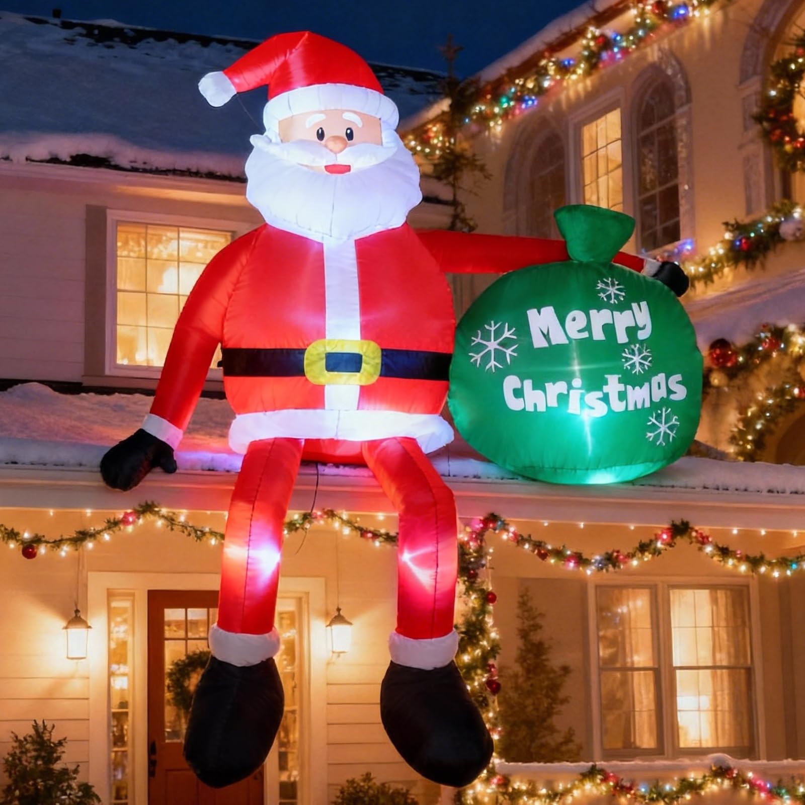 Primelove Santa front view showing smiling figure and gift bag for festive curb appeal