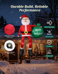 Primelove blower attached inflating Santa quickly for easy setup and fast display