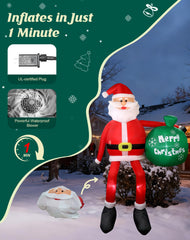 Primelove Santa lit at night with LEDs creating bright, welcoming yard ambiance