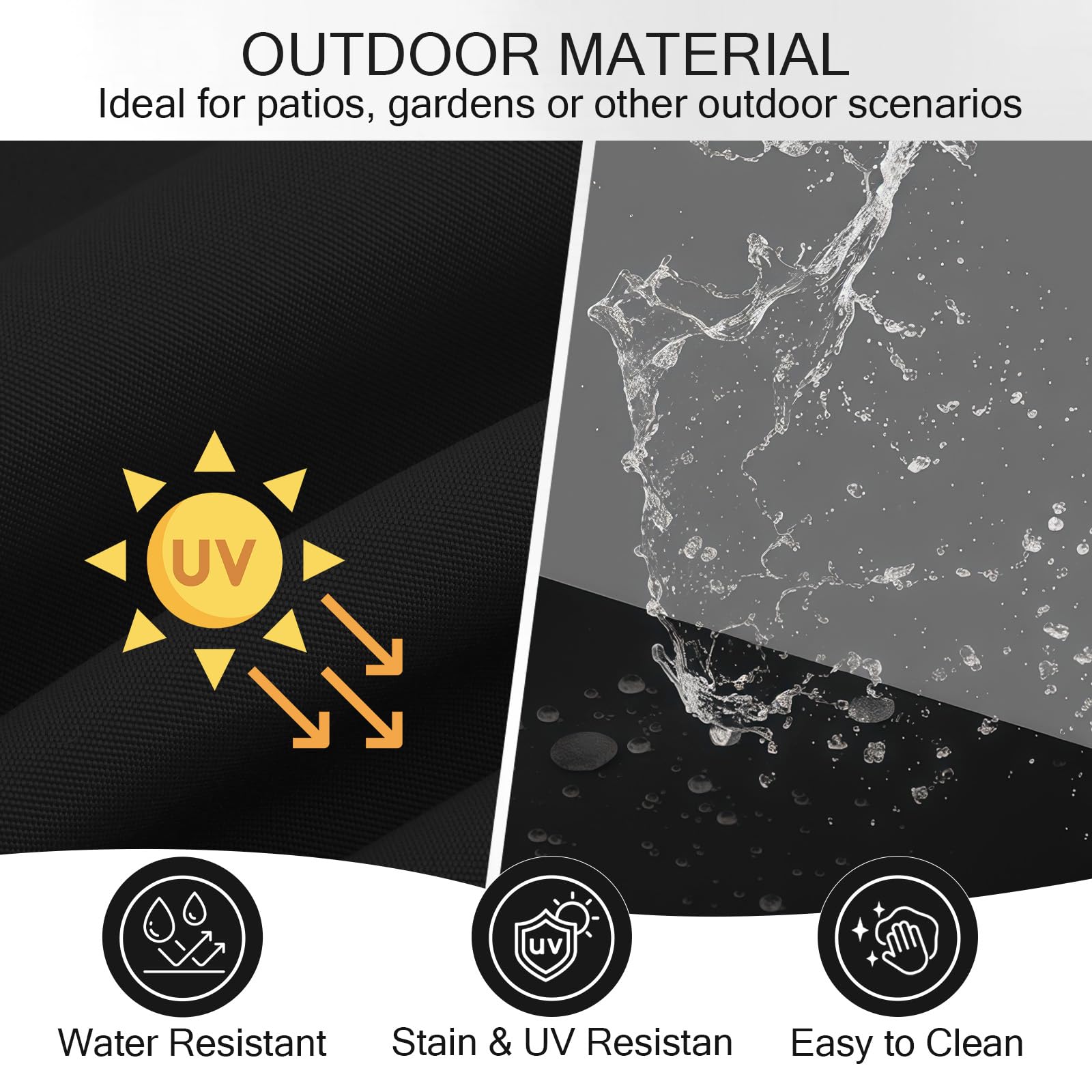 PRIMEPATIO water beading on fabric showing waterproof protection benefit