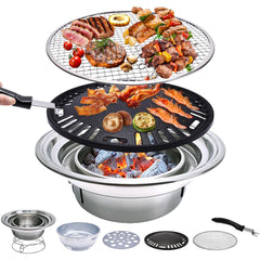 Primst front view of assembled grill showing compact portability and storage benefit